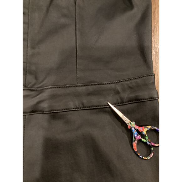 Retrofete Mckinnon Black Coated Denim Jumpsuit Plunge Flare Leg XL NWT - Picture 8 of 11